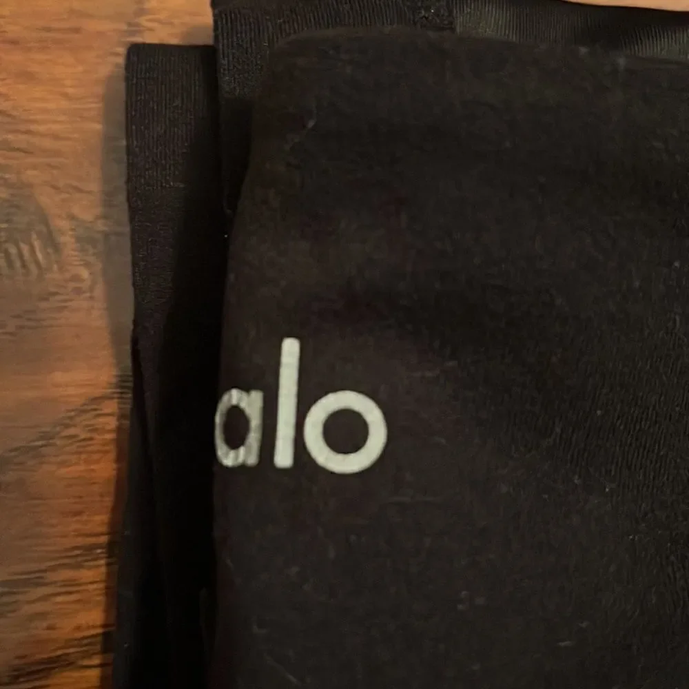 Alo Black High Waisted Motto Ribbed Mesh Athletic Leggings